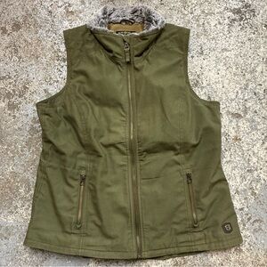 Noble Outfitters olive Green Vest with Faux Fur Collar canvas warm casual